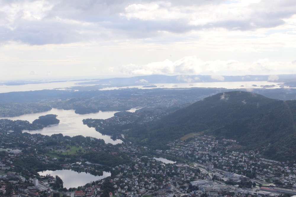 Riding a cable car in Norway